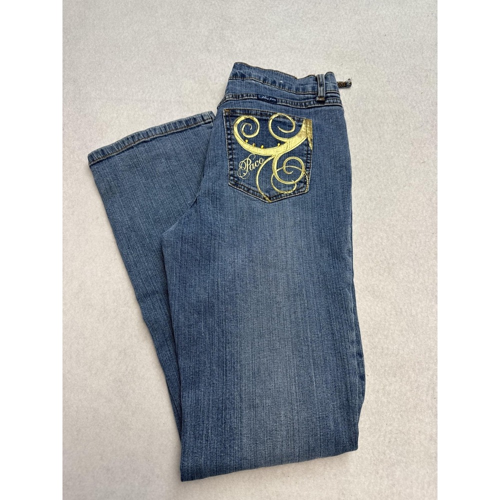 Paco Jeans Jeans Womens13 Blue Mid Rise Bootcut Gold Embellished Denim‎ Stretch
